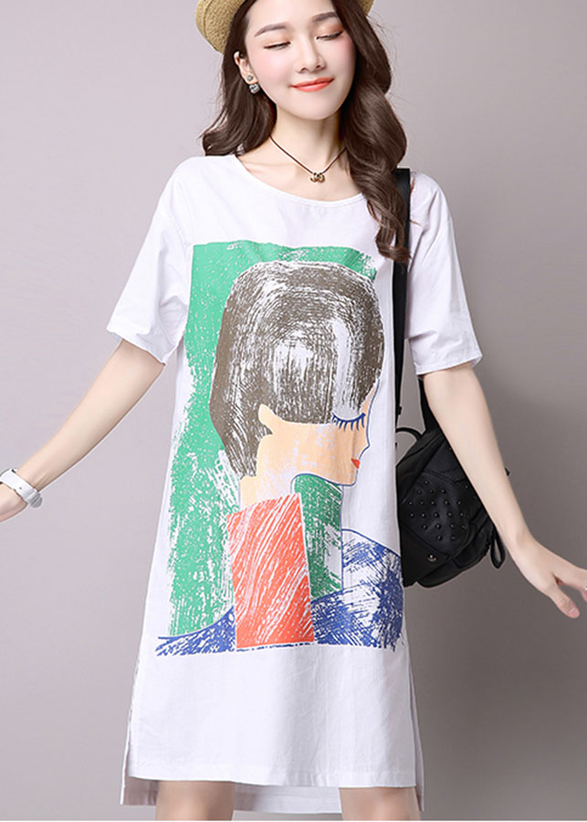 Đầm suông dạo phố in hình cô gái dễ thương