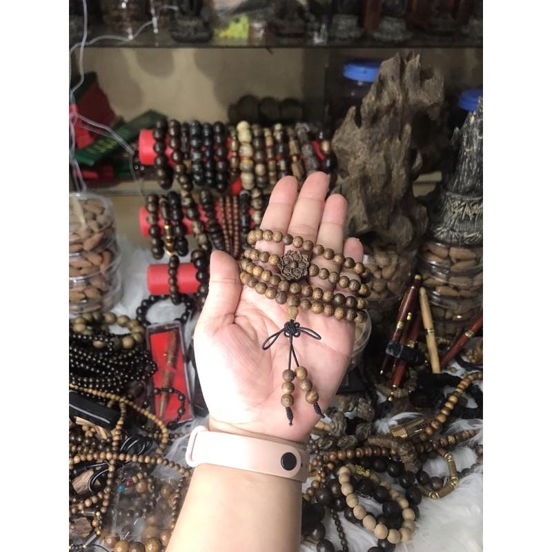 Chuỗi vòng tay trầm hương mix charm hoa Mai 6-8li 108 hạt