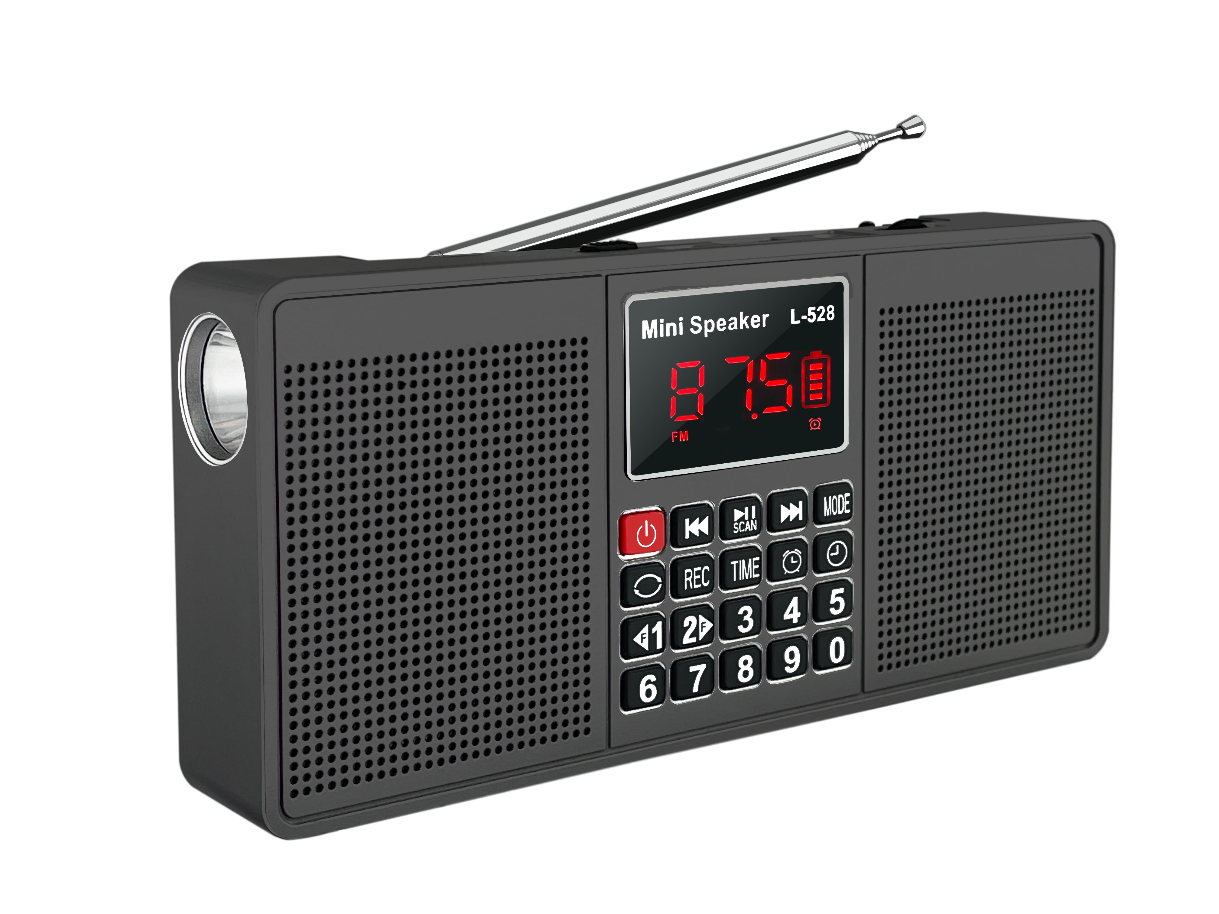 Loa Radio Stereo Đa Chức Năng L-528 có Bluetooth AM FM TF USB Rảnh Tay Đầu Ghi AUX Đèn Pin Đồng Hồ Báo Thức Loại C Màu sắc: Đen
