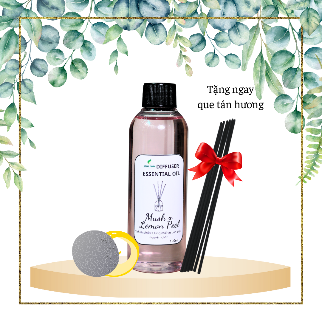 Chai Refill tinh dầu tán hương MUSK &amp; LEMON PEEL (Xạ Hương &amp; Vỏ Chanh) 100ml, thơm phòng, tỏa hương, tíết kiệm.