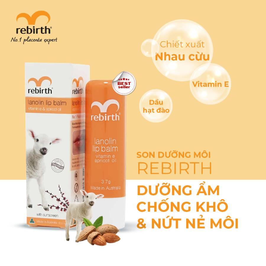 Son dưỡng môi nhau thai cừu Rebirth (3.7g) - Chống nắng cho môi, dưỡng môi mềm mịn, chống khô &amp; nứt nẻ