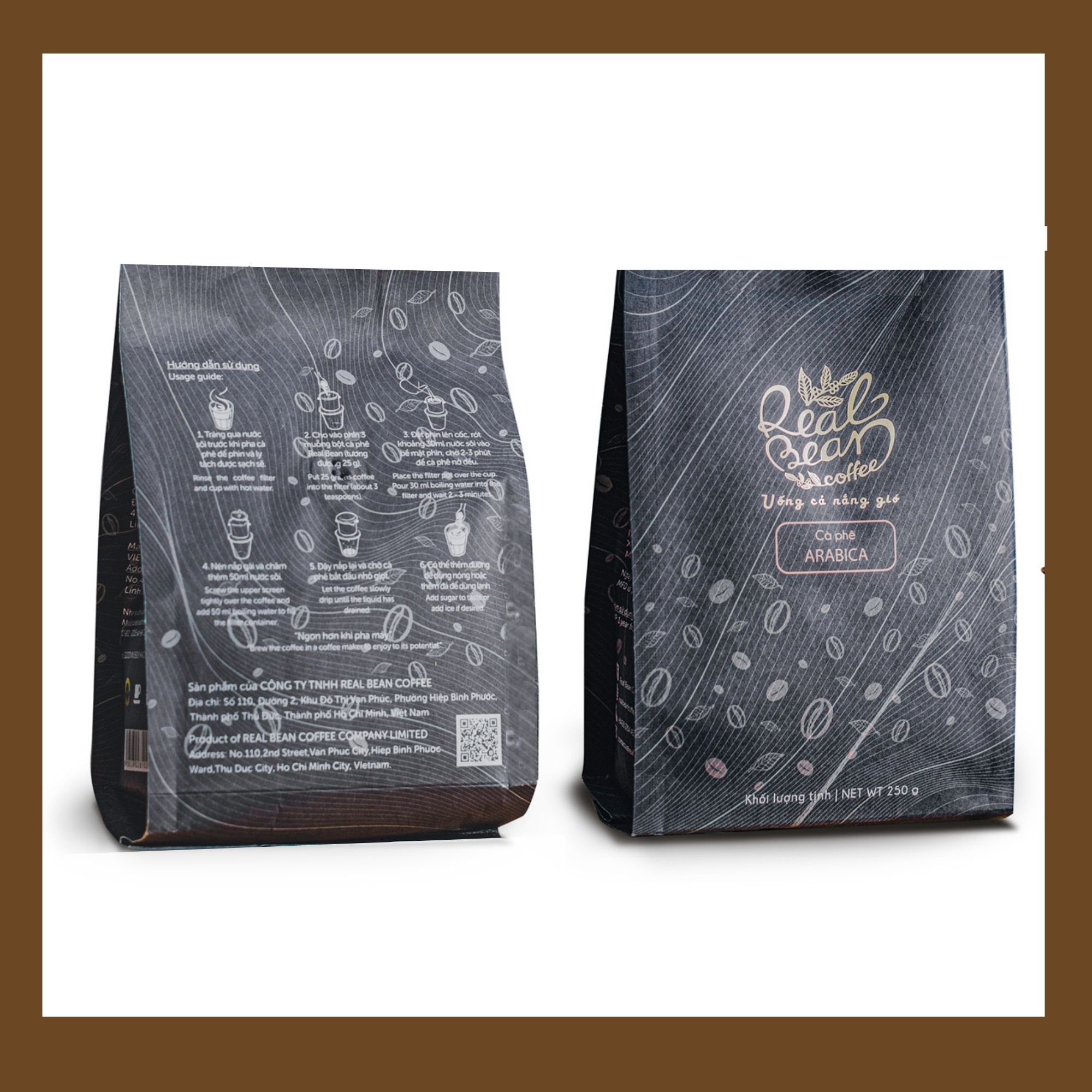 Cà Phê Arabica Rang Xay Nguyên Chất 100% Real Bean Coffee (250g)