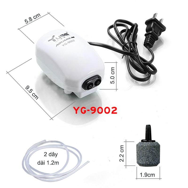 Máy tạo sủi khí oxy cho bể cá cảnh 2 đầu kèm đầu sủi bọt gy-9002