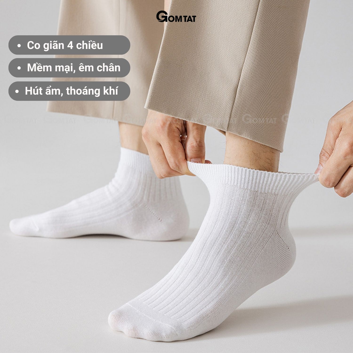 Combo 5 đôi tất nam cổ ngắn gân chìm, vớ nam ngắn cổ chất liệu cotton hút ẩm thoáng khí -FIVE-TAY10-NGAN-CB5