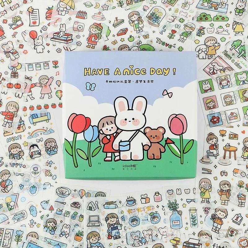 Hộp 100 tờ sticker INFELLME không trùng mẫu siêu dễ thương