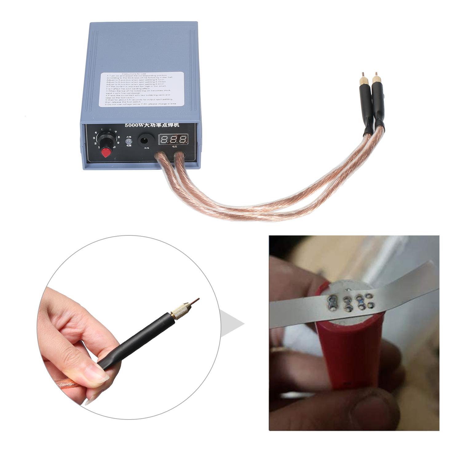 Weytoll Spot Welder Máy hàn điểm cầm tay công suất cao 5000W Máy hàn di động có thể điều chỉnh dòng điện 0-800A cho pin 18650 US Plug