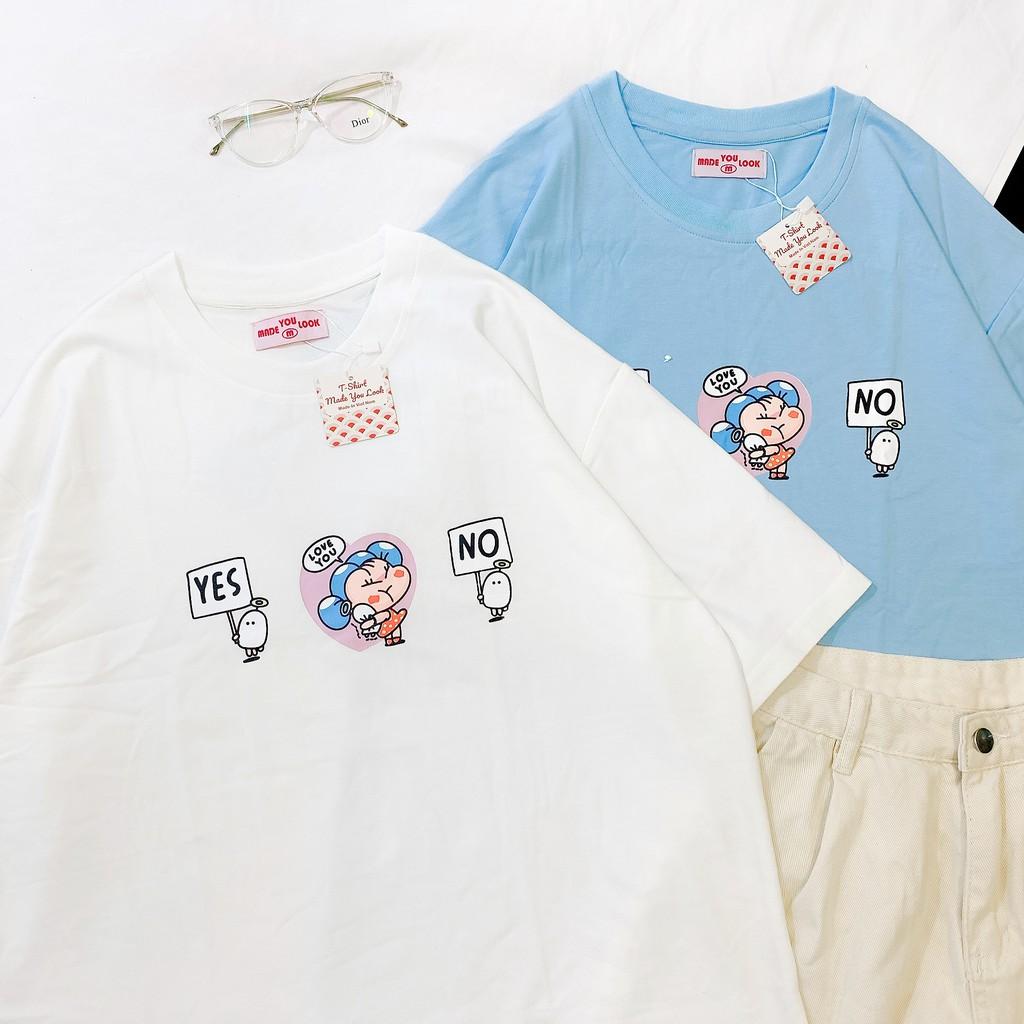 Áo Thun Tay Lỡ Unisex YES NO LOVE YOU Form Rộng Ulzzang