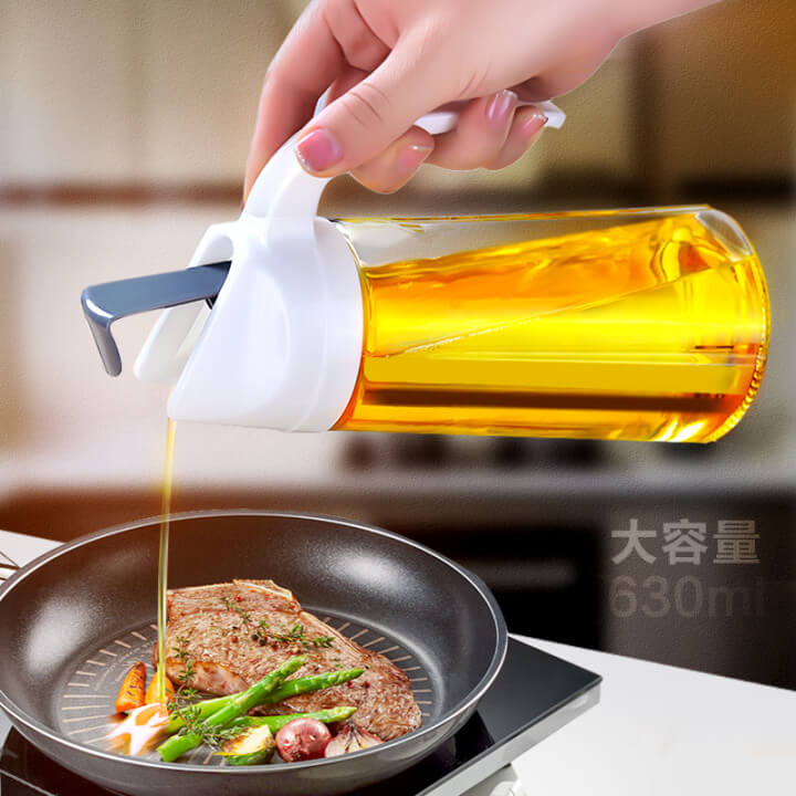 Bình Đựng Dầu Ăn Nắp Tự Động 600ml Lọ Chiết Dầu Ăn Thuỷ Tinh Đa Năng Cao Cấp TẶNG CỌ QUÉT DẦU