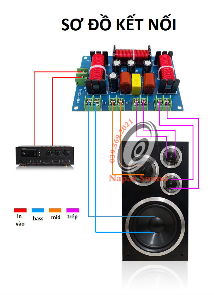 MẠCH PHÂN TẦN RCEDA 410 - 1 BASS +  1 MID + 2 TRÉP - DÙNG CHO DÀN LOA GIA ĐÌNH - PHÂN TẦN 4 LOA