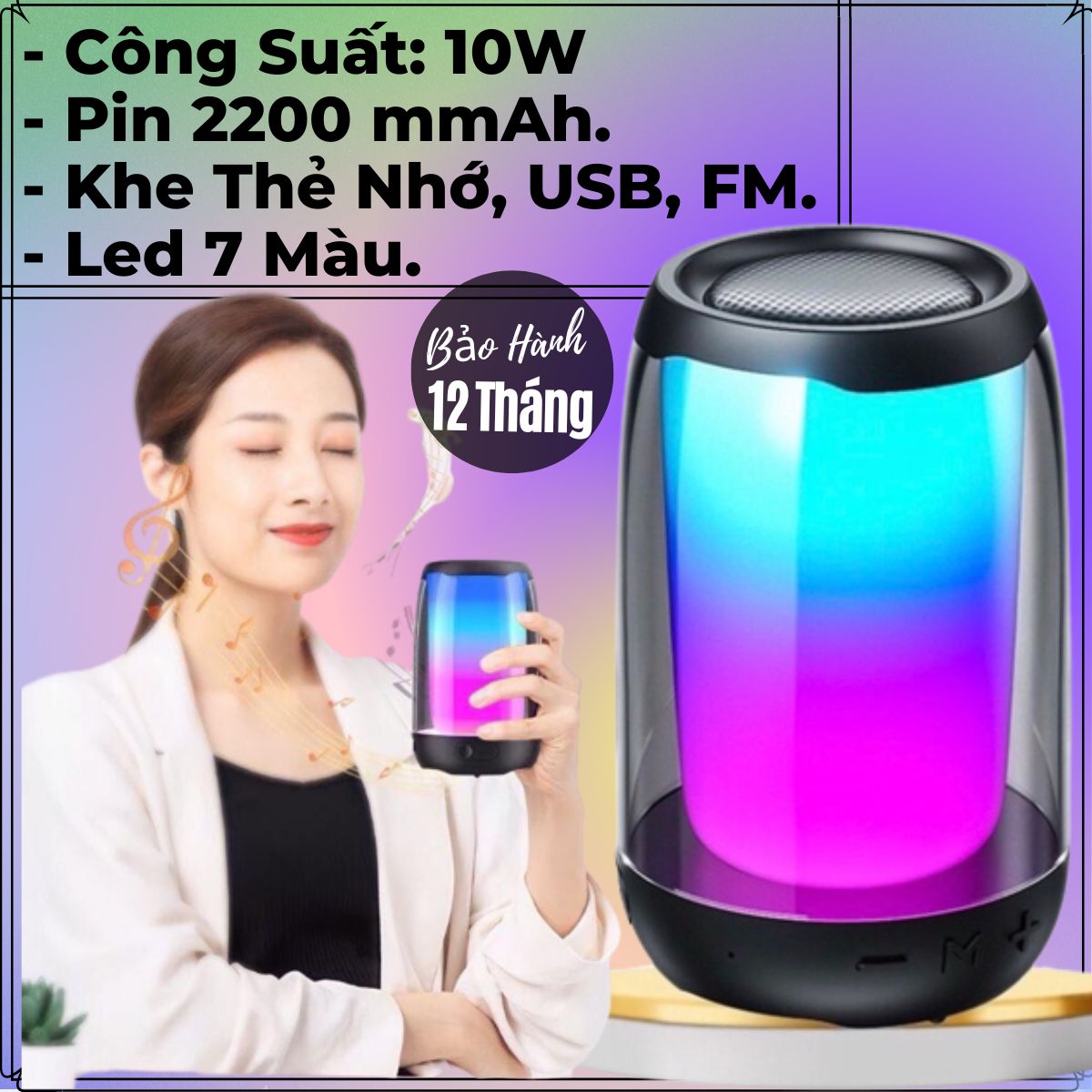 Loa Bluetooth Pluse 4 Mini Nghe Nhạc Công Suất Lớn, Bass Mạnh, Led Đổi Màu, Có Khe Cắm Thẻ Nhớ, USB, FM.. Công Suất 10w