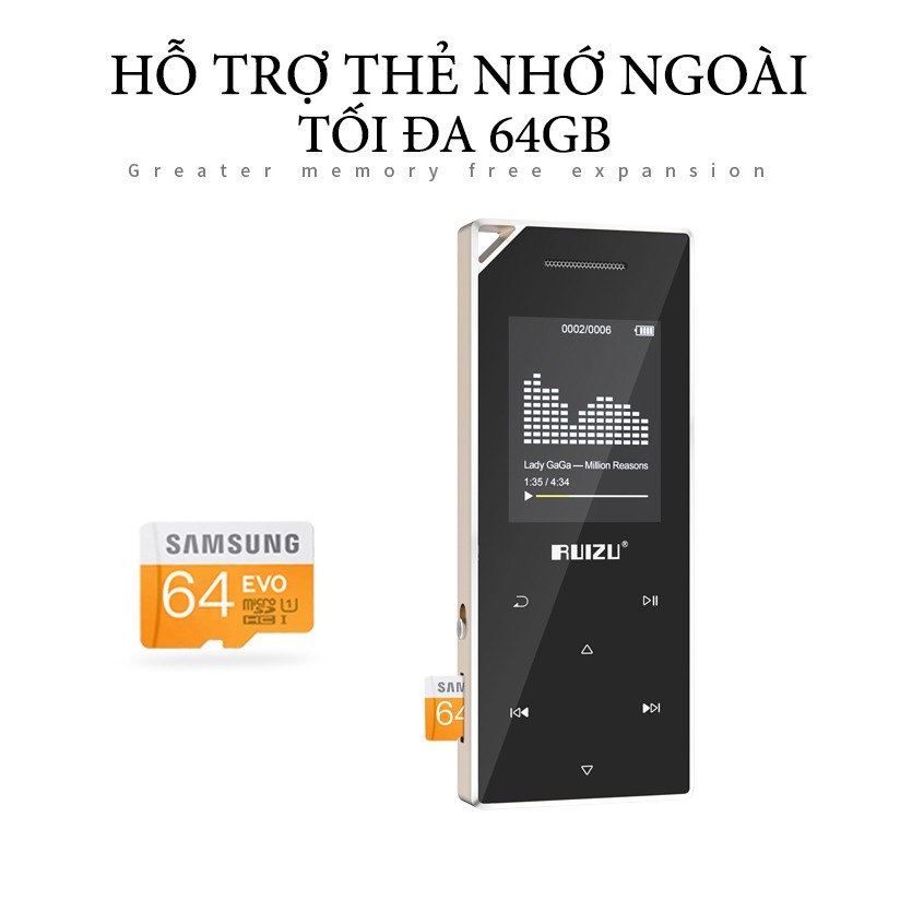 Máy Nghe Nhạc Lossless Bluetooth Ruizu D05 - Hàng Chính Hãng