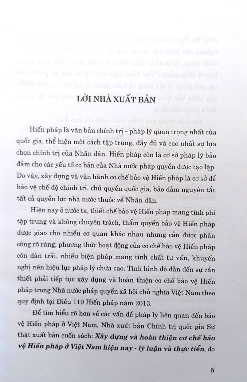 Xây dựng và hoàn thiện cơ chế bảo vệ Hiến pháp ở Việt Nam hiện nay - Lý luận và thực tiễn