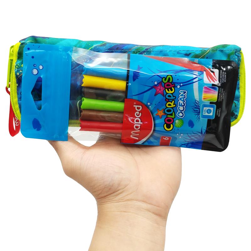 Bóp Viết Trendy 2 Mặt - Maped 931903 - Màu Xanh Lá - Tặng Kèm Vỉ 6 Bút Lông Màu