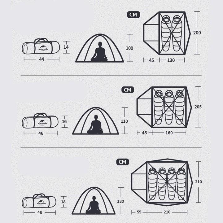 Lều Phượt Du Lịch Cắm Trại 4 Người Siêu Nhẹ Gấp Gọn Chống Thấm Dễ Sử Dụng Naturehike NH18Z044-P