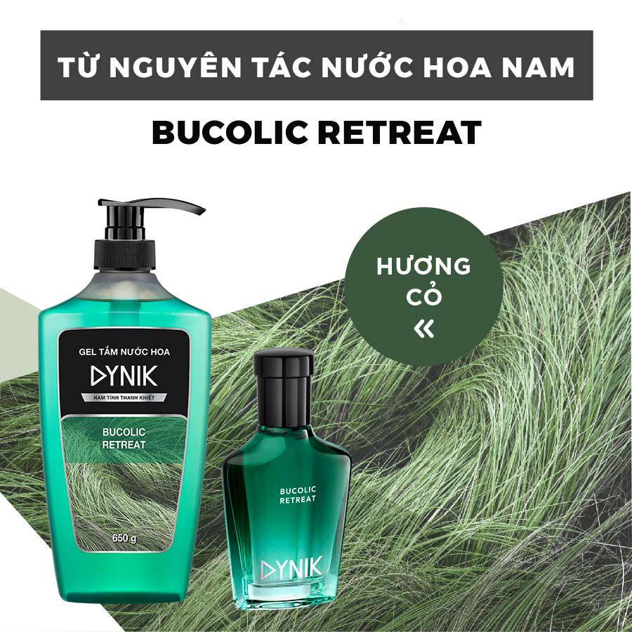 Gel tắm hương nước hoa nam Dynik Bucolic Retreat hương cỏ thanh khiết 650g