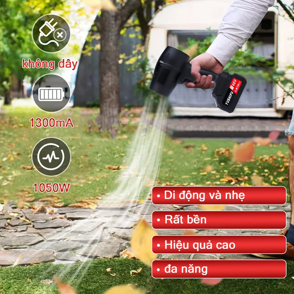 Máy Thổi Phản Lực Siêu Mạnh BFJ, Thổi Bụi, Lá, Rác, Động Cơ Lõi Đồng Sử Dụng Chân Pin Phổ Thông