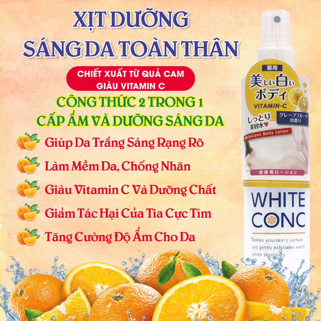Xịt Dưỡng Trắng Da Toàn Thân WhiteConc Body Lotion C II 245ml