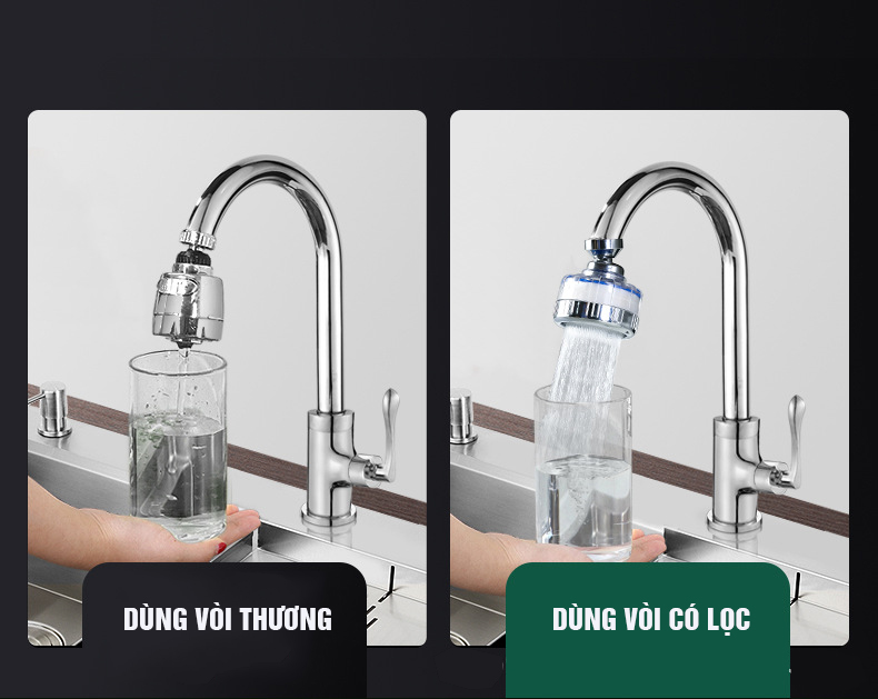 Đầu lọc tăng áp gắn gòi rửa bát, vòi rửa mặt Lavabo Dan House