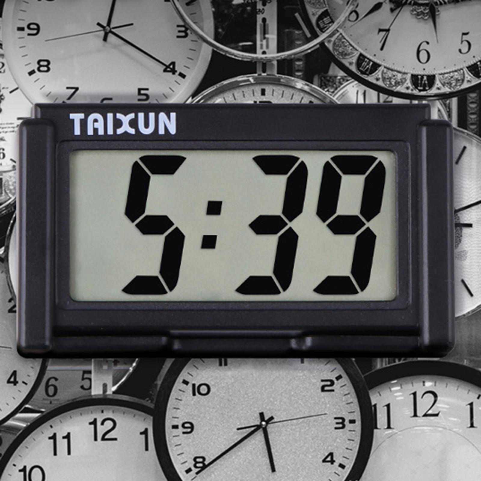 3-8pack Mini Car Clock Self-Adhesive Bracket Vehicle Electronic Digital Clock