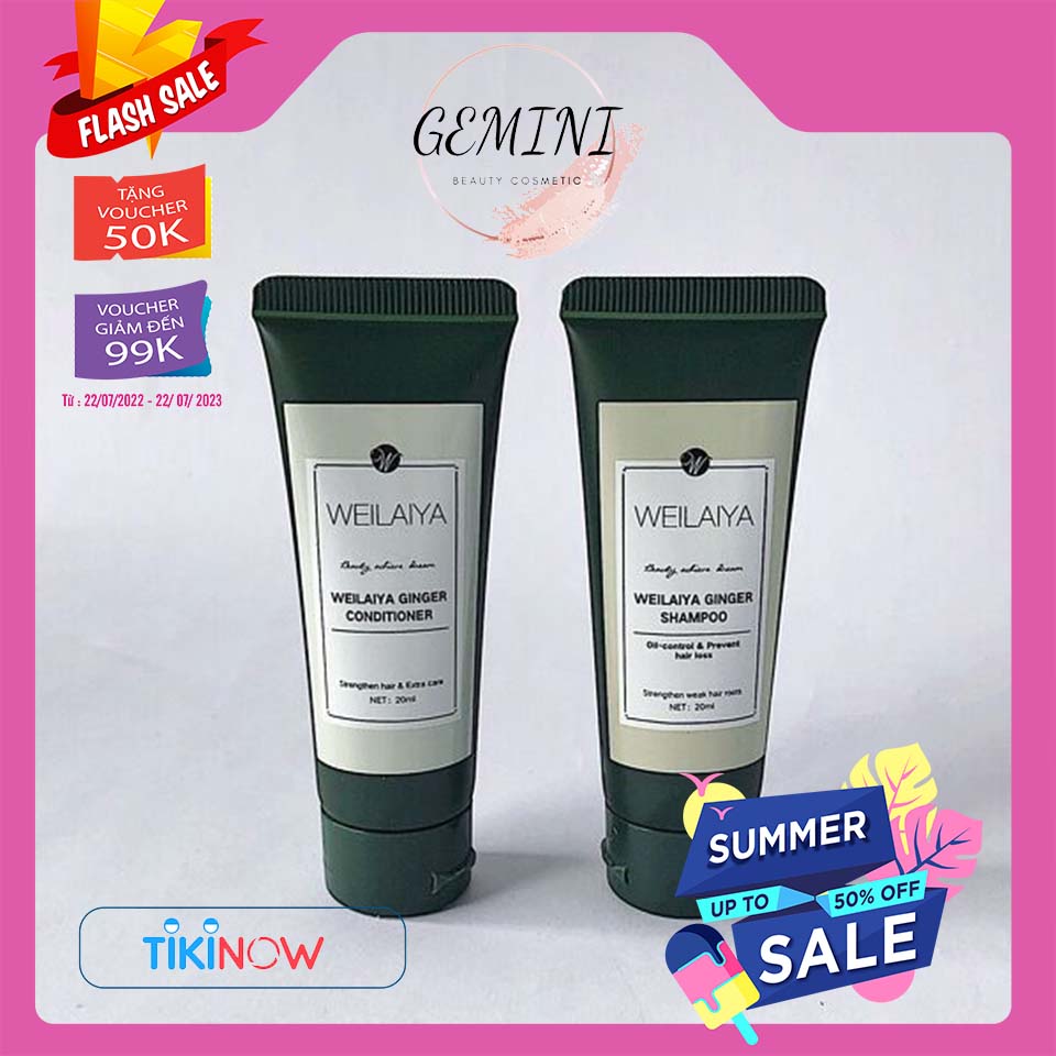Bộ gội xả Weilaiya tem trắng tinh chất gừng giúp ngăn ngừa rụng và kích mọc tóc 650ml