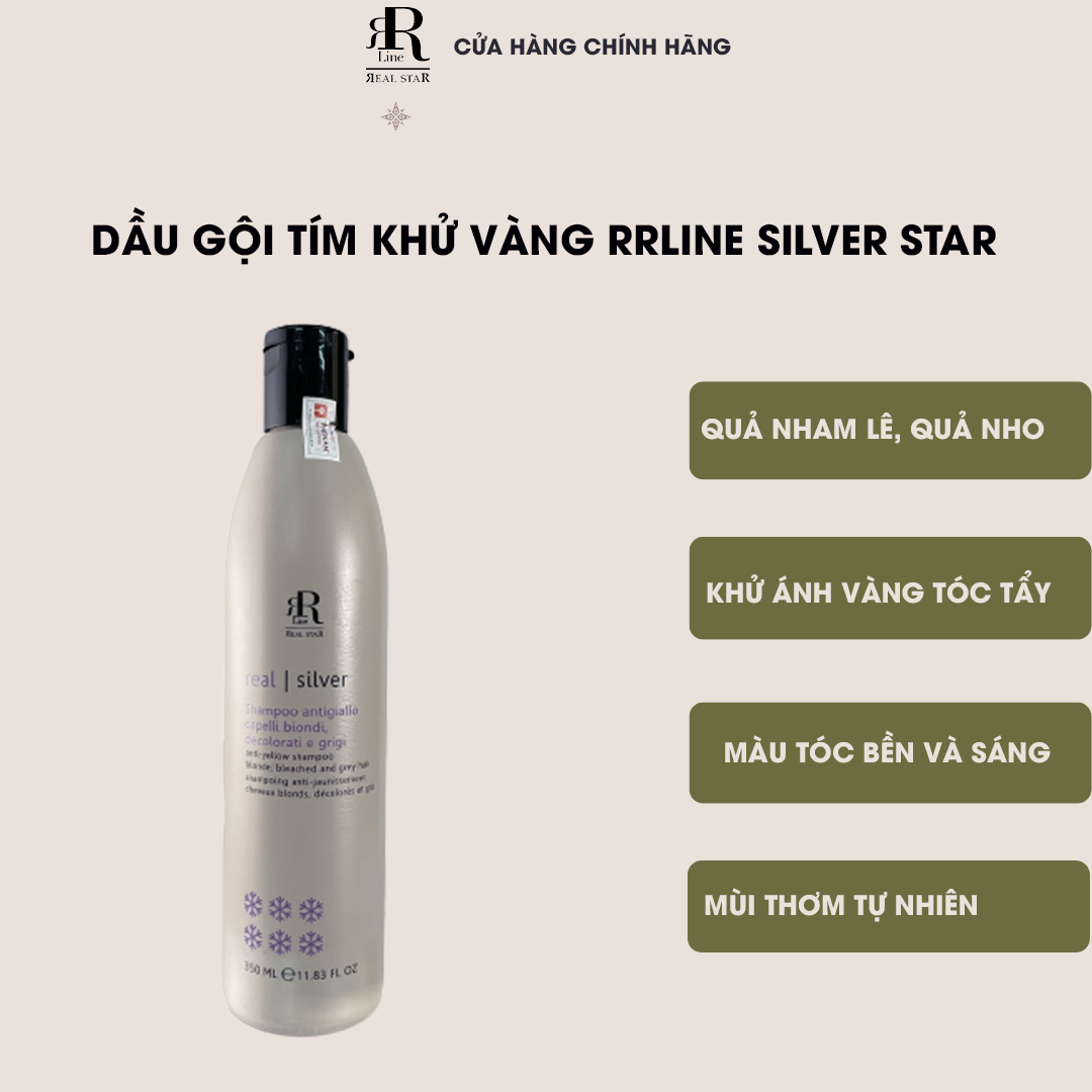 Dầu gội tím khử vàng chăm sóc và làm sáng màu tóc RRline Therapy Sliver Shampoo 350ml