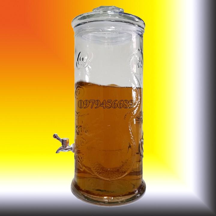 Bình thủy tinh trụ rồng 8 lít có vòi
