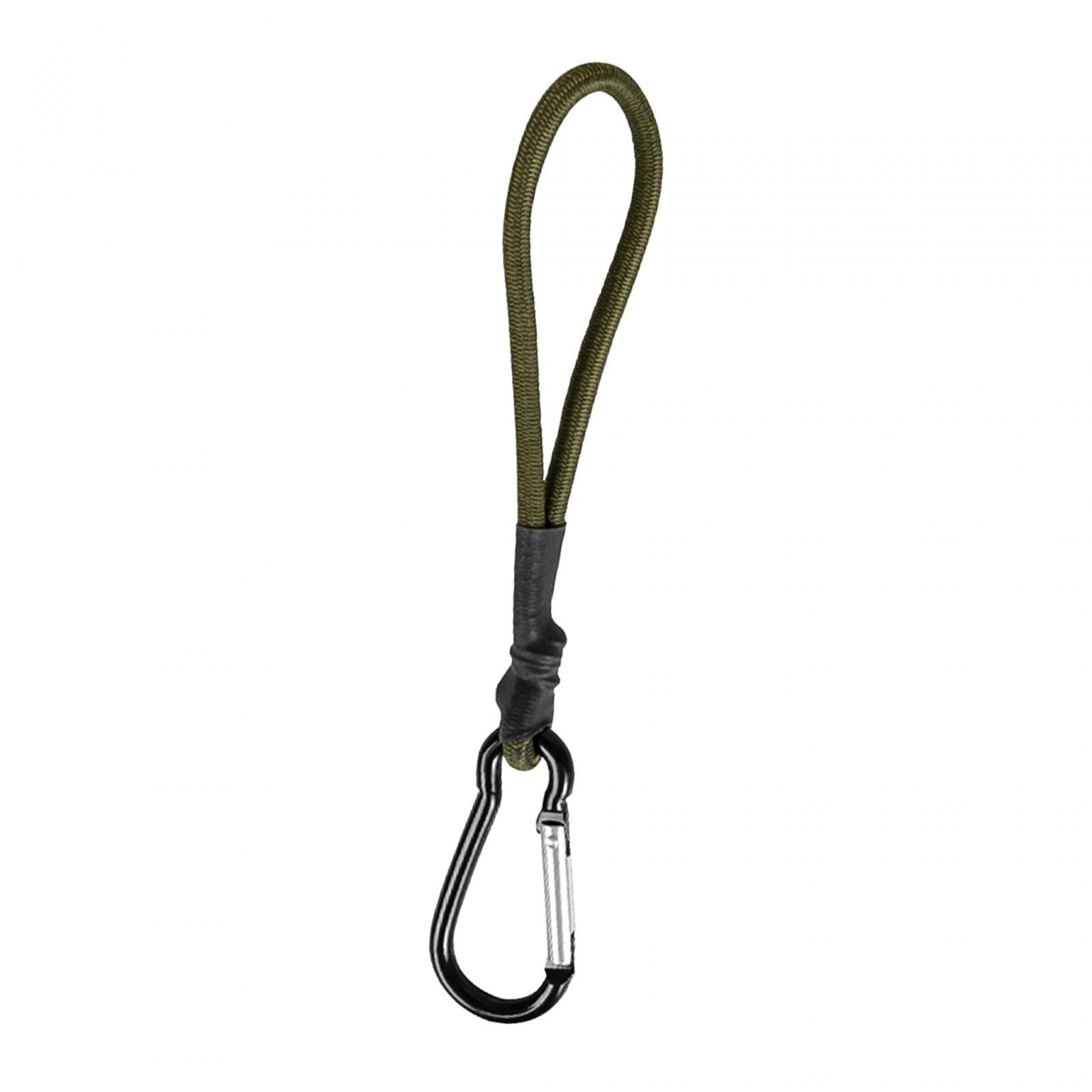 2xBungee Cord with Carabiner Hook Bungee Canopy Ties for Tarpaulin Tarps Tents Green
