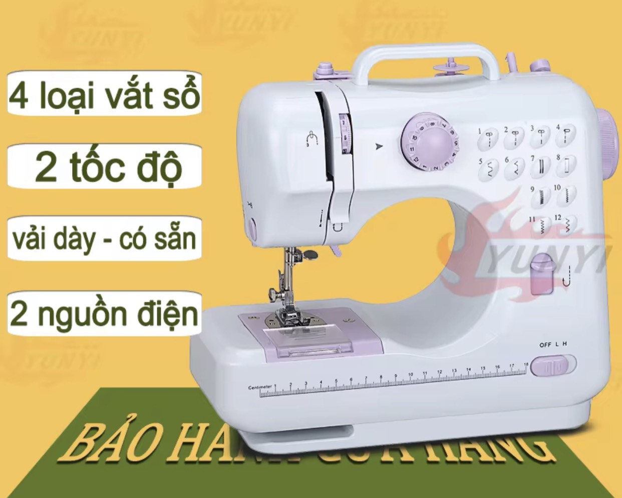 Máy May Mini Gia Đình FHSM505 12 Kiểu May, Có Vắt Sổ