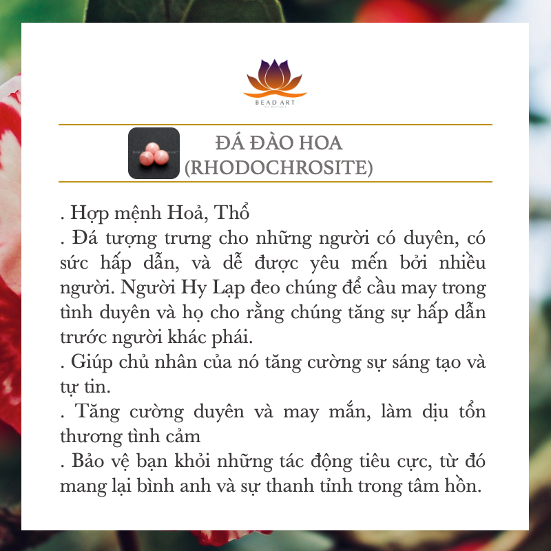 Vòng Tay 4MM Đá Đào Hoa Tự Nhiên Màu Hồng, Rhodochrosite Loại A Vân Trắng, Vòng Tay Phong Thuỷ, Chuỗi Hạt, Mệnh Hoả, Thổ - Bead Art