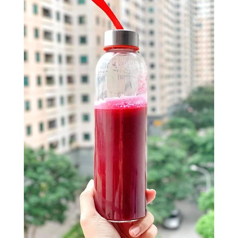Bình Nước Thủy Tinh, Chai Detox Có Dây Xách 500ml, 300ml