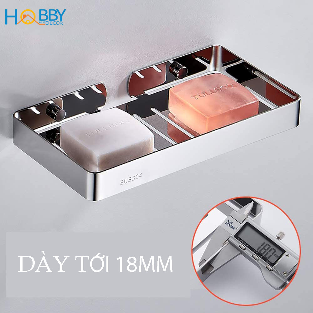 Khay đựng xà bông cục HOBBY Home Decor SB7 màu đen dán tường hoặc khoan - chuẩn Inox 304 không rỉ sét