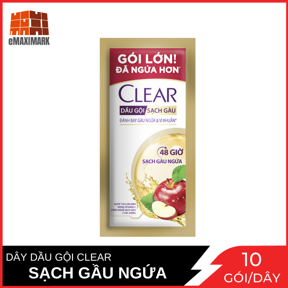 Dầu Gội Clear Sạch Dầu Ngứa 48h Dây 10 Gói