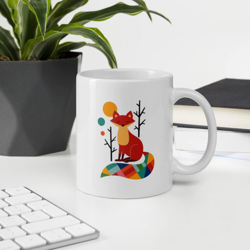 Cốc sứ hình cáo cầu vồng dễ thương