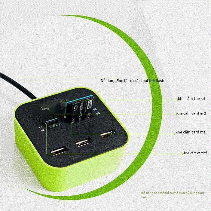 Bộ chia USB máy tính phong cách mới nhất Đầu đọc thẻ đa năng TF SD mở rộng USB tốc độ cao Bộ chuyển đổi tất cả trong một 2.0hub