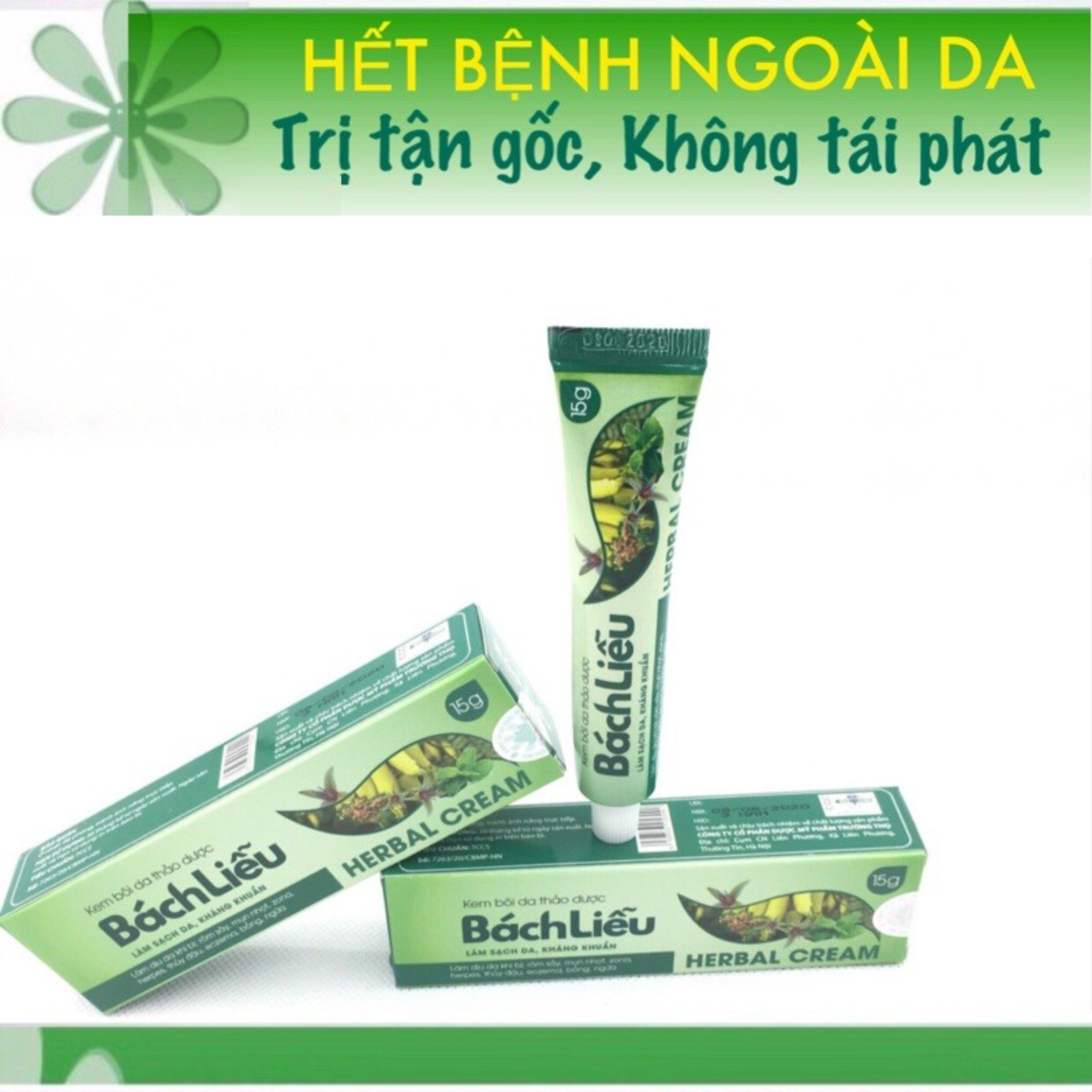 KEM BÔI DA THẢO DƯỢC BÁCH LIỄU HỘP 15G - HỖ TRỢ ĐIỀU TRỊ CÁC BỆNH DA LIỄU NHƯ VIÊM DA CƠ ĐỊA, HẮC LÀO, NẤM ĐẦU, ZONA, MỤN NHỌT, RÔM SẢY, CÔN TRÙNG ĐỐT, BỎNG, CÁC LOẠI DỊ ỨNG NGOÀI DA