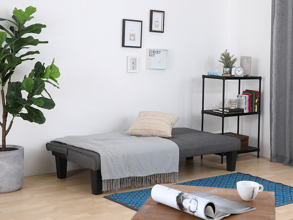 Ghế sofa giường đa năng DAY DREAM khung gỗ, đệm bọc vải XÁM ĐẬM, tựa lưng ngả 3 cấp độ | Index Living Mall - Phân phối độc quyền tại Việt Nam
