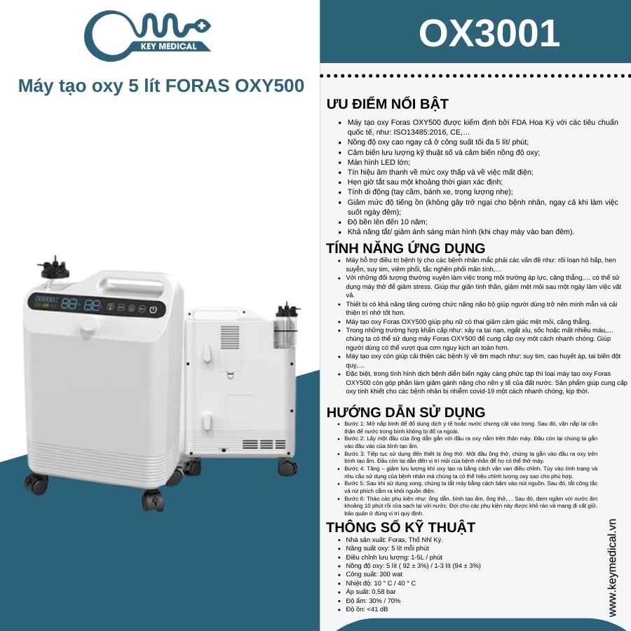 Máy tạo oxy 5 lít FORAS OXY500