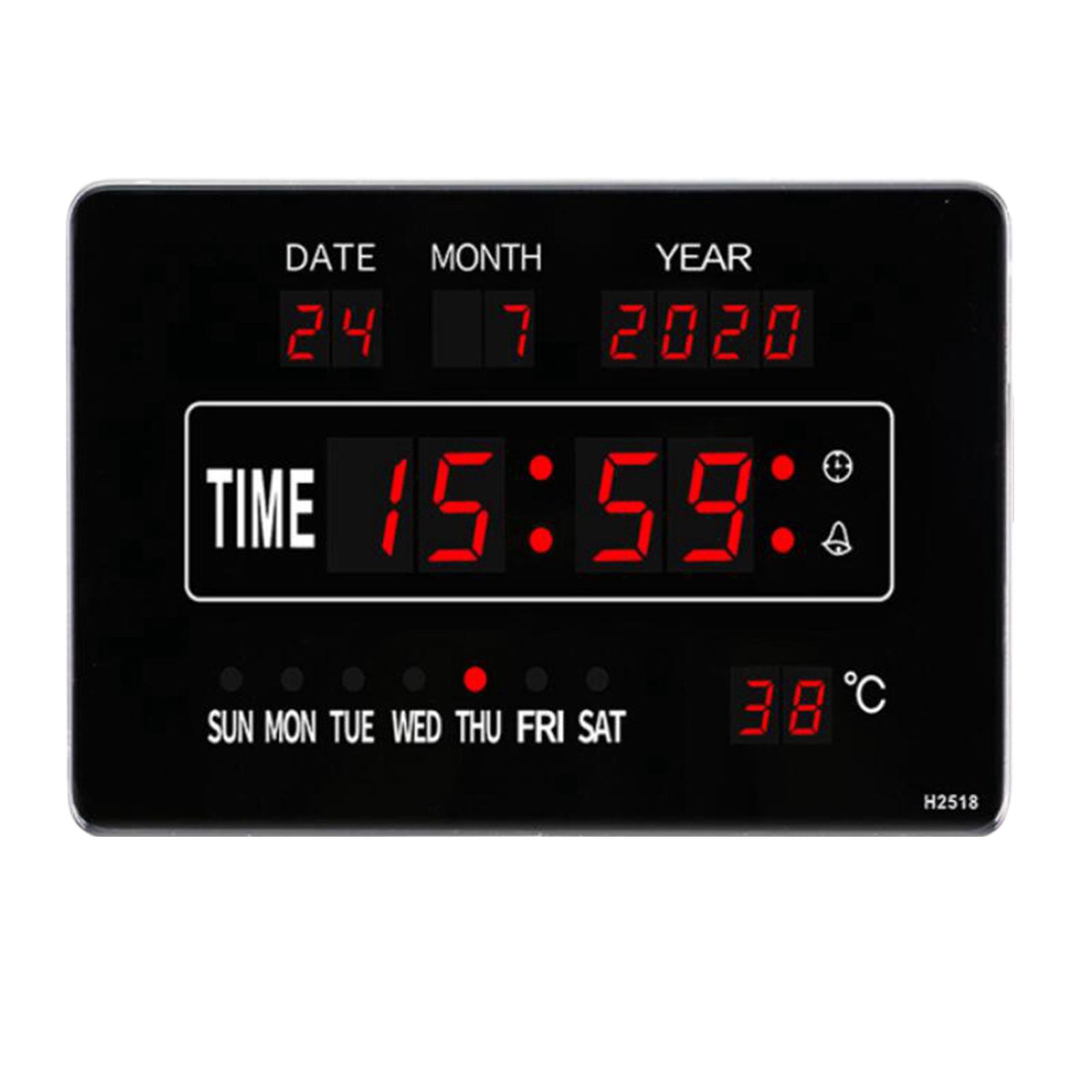 24 Hours Display LED Digital Alarm Clock Display Bedside Clock Easy to Read, Show Indoor Temperature