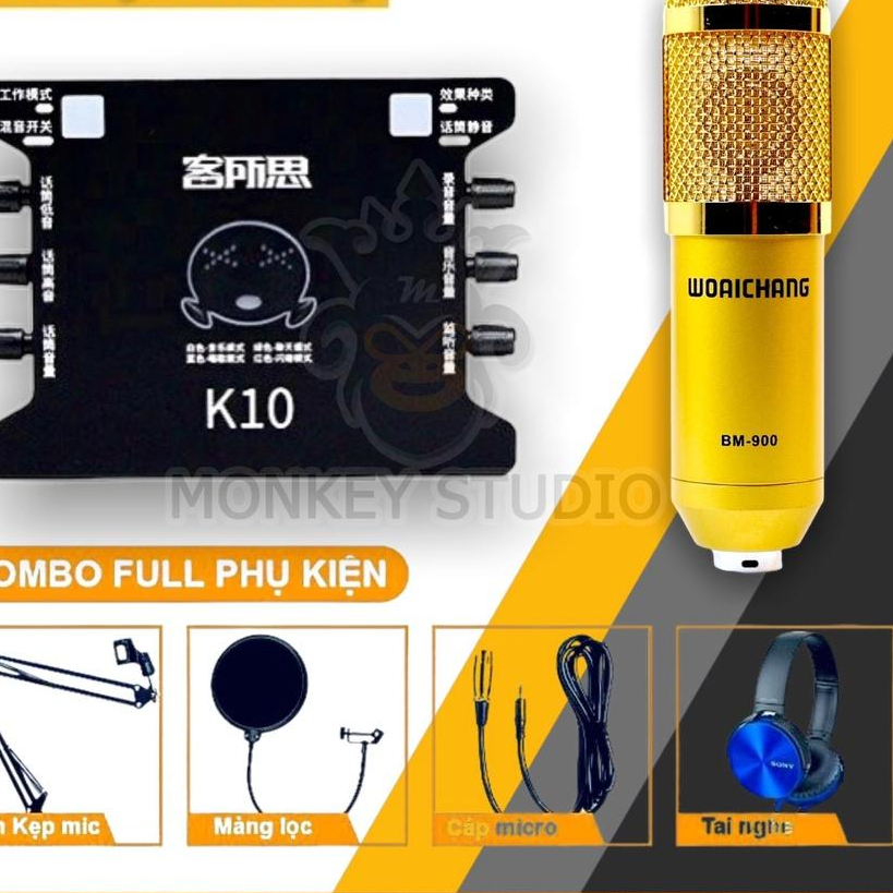 Combo Thu Âm Hát Livestream XOX K10 + Mic BM900 Hát Karaoke Âm Thanh Chuẩn Phòng Thu Sống Động - Hàng Chính Hãng