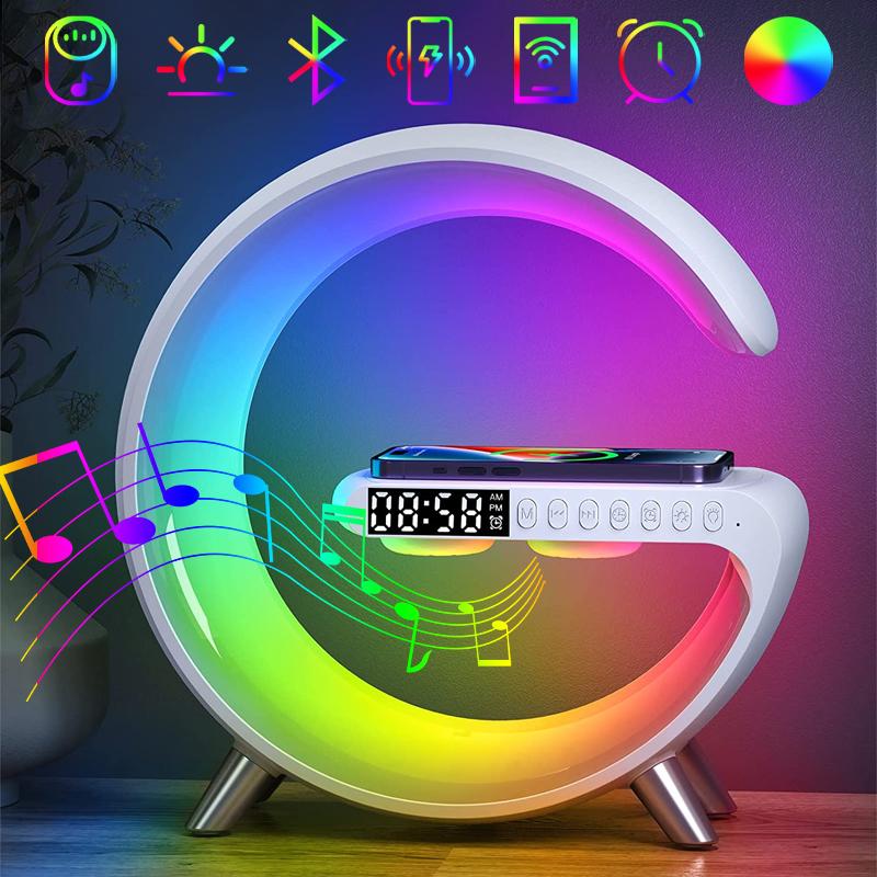 Đồng hồ báo thức không dây đa chức năng đồng hồ báo thức Bluetooth điều khiển ứng dụng LED Đèn LED Night Light RGB Bàn làm việc cho iPhone