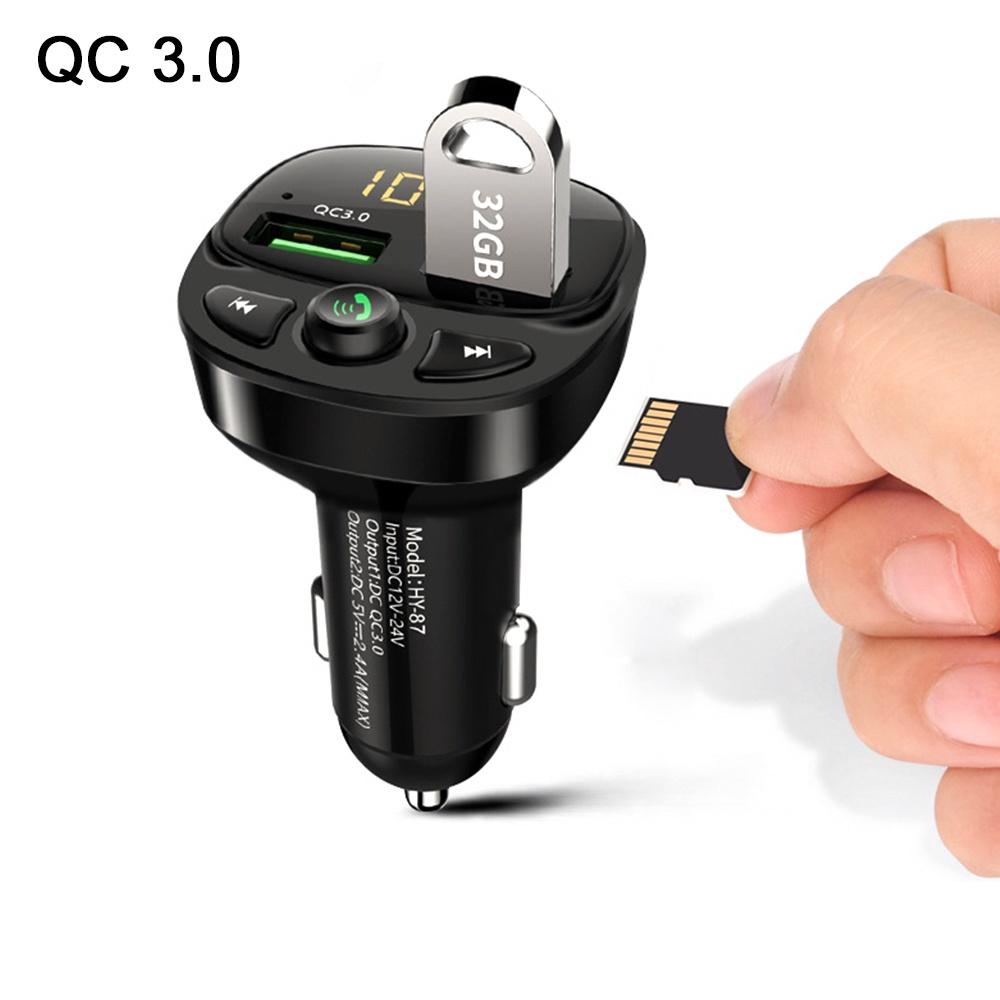 Tẩu sạc hai cổng USB Bluetooth 5.0 QC 3.0 TF cho xe hơi