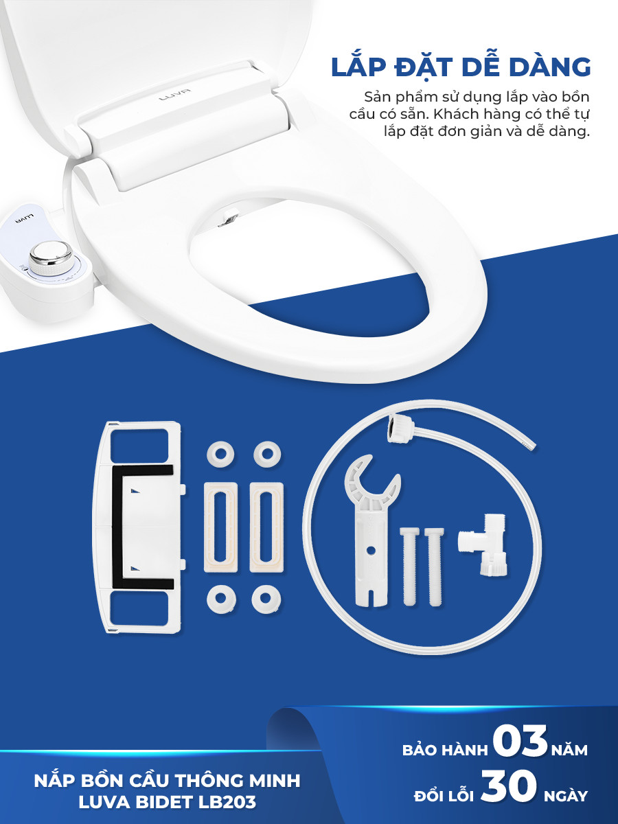 Nắp Bồn Cầu Tự Rửa Thông Minh LUVA BIDET - LB203