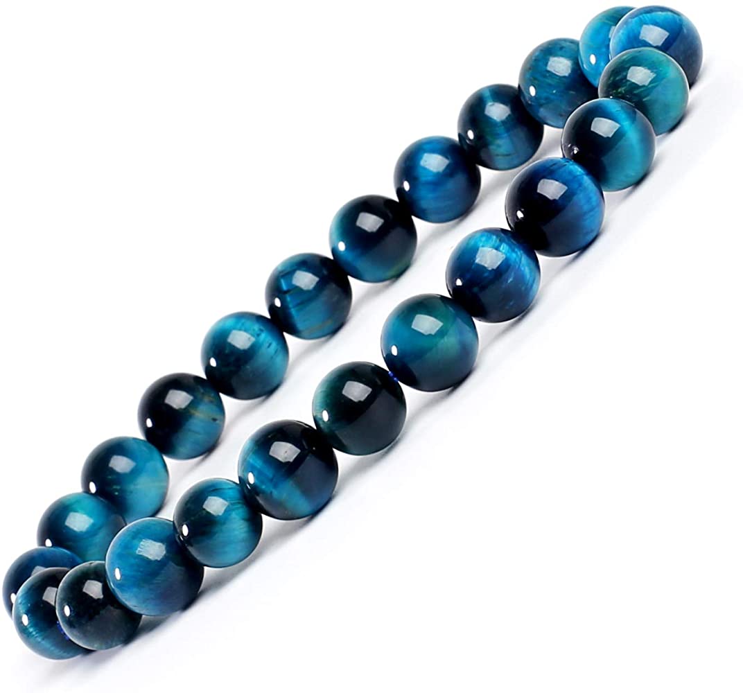 Vòng Tay Phong Thủy Đá Mắt Hổ Xanh Dương Thiên Nhiên Cho Nam Nữ Làm Trang Sức Hút Tài Lộc May Mắn - 12Mm