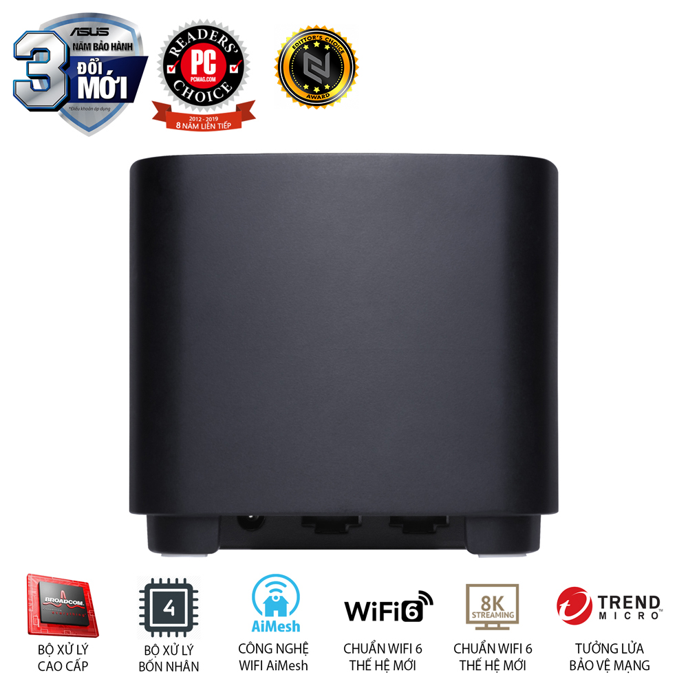 Bộ định tuyến Mesh Asus Wifi6 XD4S(B-2 PK) ZenWiFi Mini AX1800 Băng Tần Kép(Router WiFi có thể mở rộng) - Hàng Chính Hãng