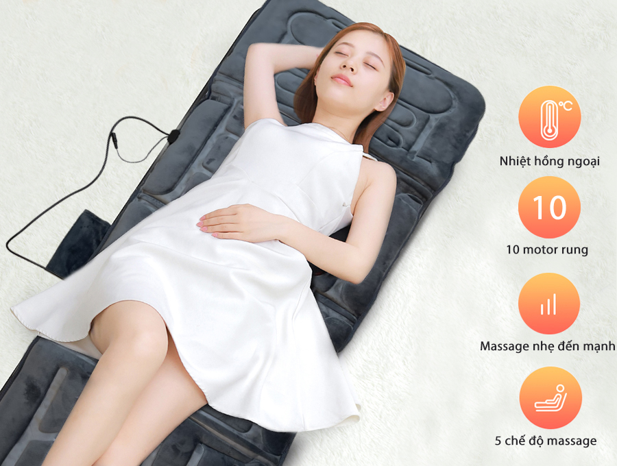 Nệm Massage Toàn Thân nhiệt và hồng ngoại OKACHI JP-M799 (màu xám)