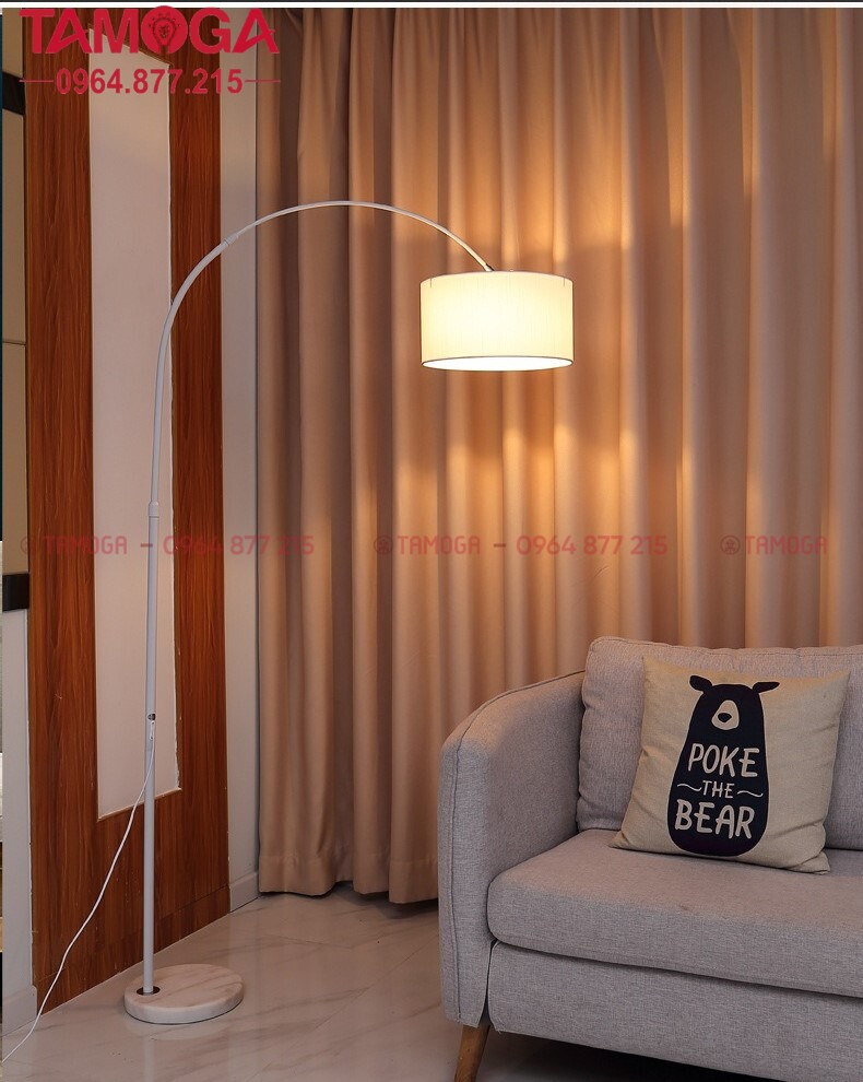 Đèn cây chụp vải trắng 9093A WH màu trắng TAMOGA LENIS