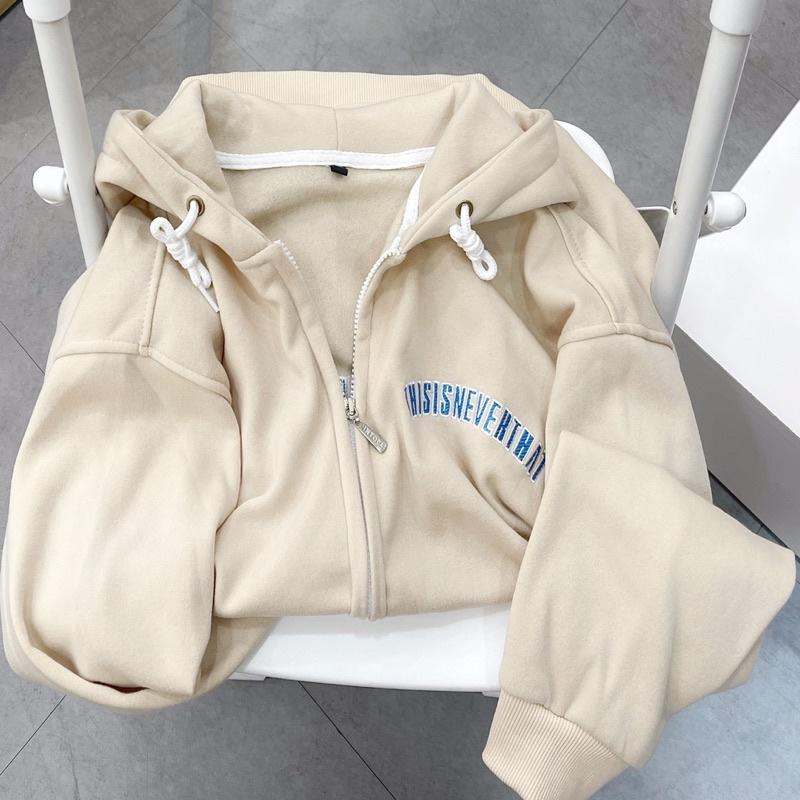 Áo khoác nỉ This màu kem unisex ảnh thật SSSTore