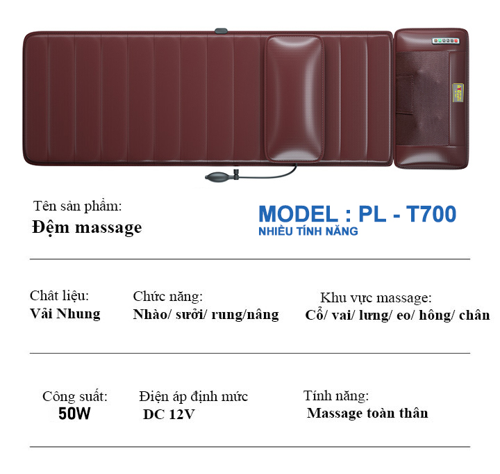 Đệm Massage Toàn Thân aYosun PL - T700Premium