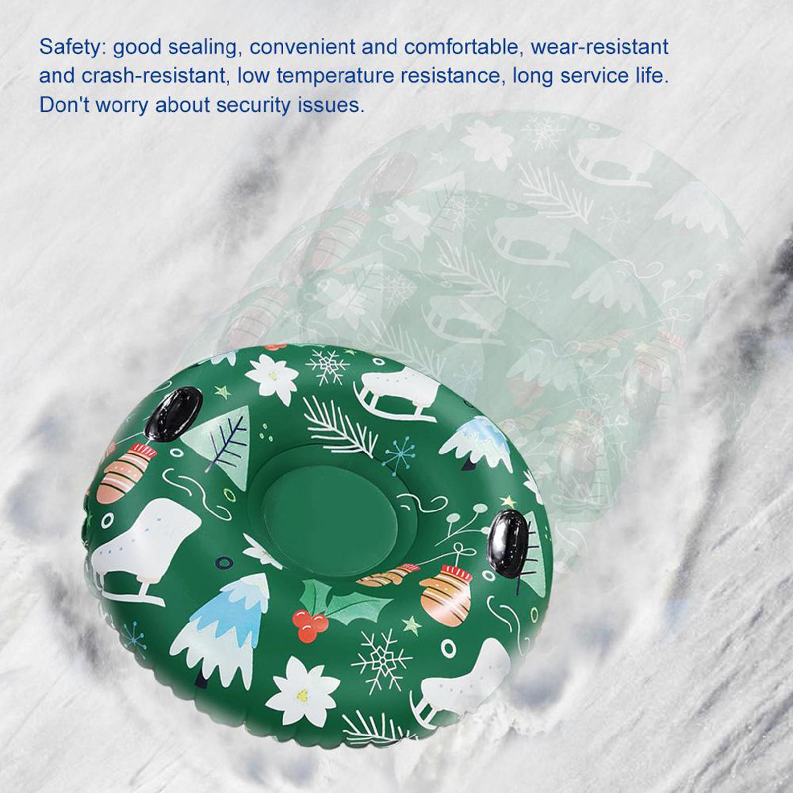 Snow Tube Sled for Kids and Adults , 47" Snow Sleds Heavy Duty with Handles and Bottom, Big Inflatable Snow Tubes for Outdoor Sledding