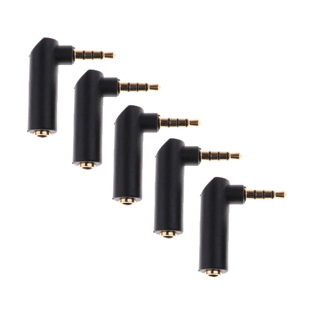 5PCS/lot L Shape 90 Right Angle 3.5mm 4Pole Male to 3Pole Female Adapter Jack